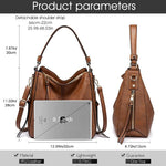 PALAY® Brown Faux Leather Tote Handbag for Women Fashion with Classic Shoulder Crossbody for Lady & Girl Solid Color