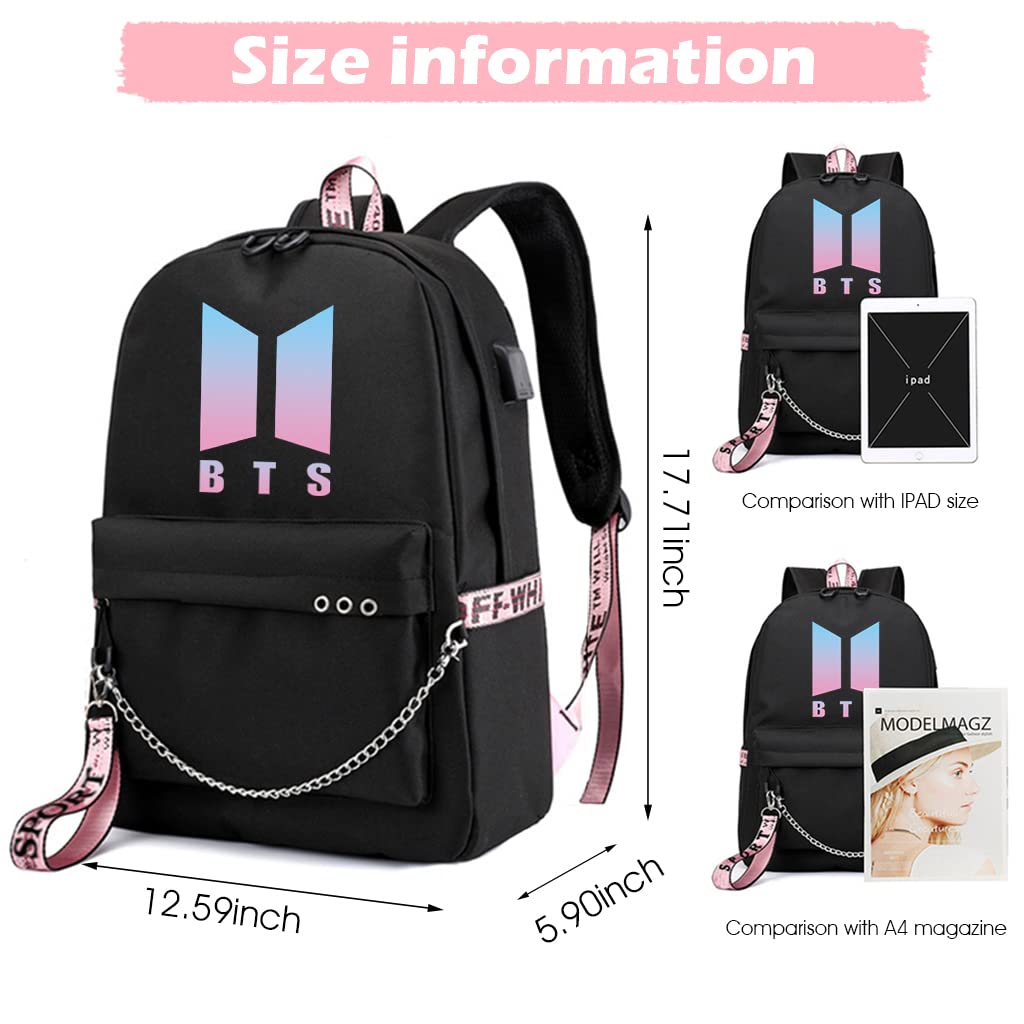 PALAY Backpack for School and Laptop with USB Charging Port and 24 L Capacity | Polyester Daypack for BTS Fans