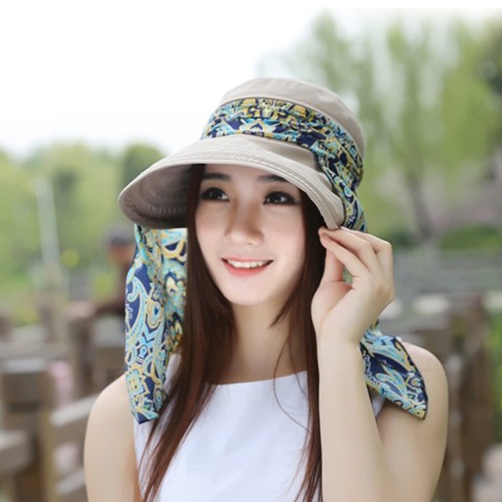 PALAY Hats for Women with 14cm Wide Brim and Detachable Top for UPF 50+ Sun Protection | Foldable Canvas Visor for Beach and Outdoor Use