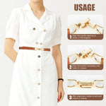 PALAY Waist Belt for Women Dresses with Metal Interlock Buckles, 2pcs Elastic PU Set | Black and Brown Slim Belts for Jeans and Blazers