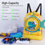 PALAY® Swimming Bag for Kids Cartoon Print Shoulder Bag for Kids Large Capacity Backpack for Girls Wet Dry Separation Beach Bag Storage Bag for Clothes