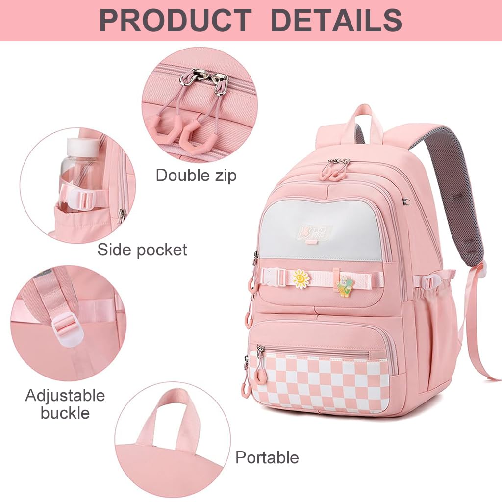 PALAY School Backpack for Students with 15.6 in Laptop Compartment and Padded Straps | Waterproof Oxford Cloth Design for Girls