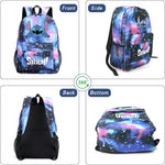 PALAY® School Backpack Set of 3Pcs Students School Backpacks Casual Messenger Bag & Pencil Pouch Fashion Cartoon Stitch Print School Backpack Shoulder Bag Book Bag Birthday Gift for Kids
