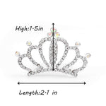 PALAY Crown for Girls for Birthday and Parties with Hair Comb featuring 2.1×1.5 in Silver Rhinestone Alloy Design | Gift for Kids and Women