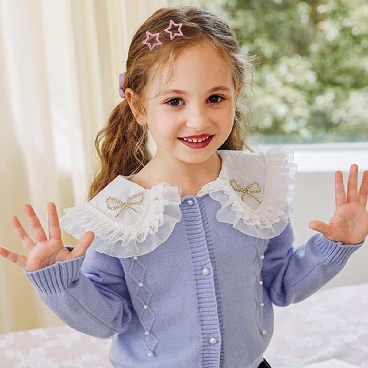 PALAY Hair Clips for Girls with Non Slip Metal Design and Glitter Star Shape | 20 Pcs 3.2 cm Set