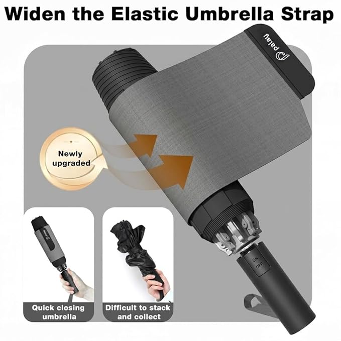 PALAY® Lightweight Compact Inverted Umbrella Windproof Auto Open Close – Quick Fold Travel Umbrella for Women & Men Black