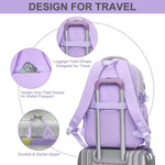 PALAY Girls School Backpack for Daily Use with Stationeries Storage Layer and Padded Straps | 32x22x46cm Waterproof Nylon Purple Bag