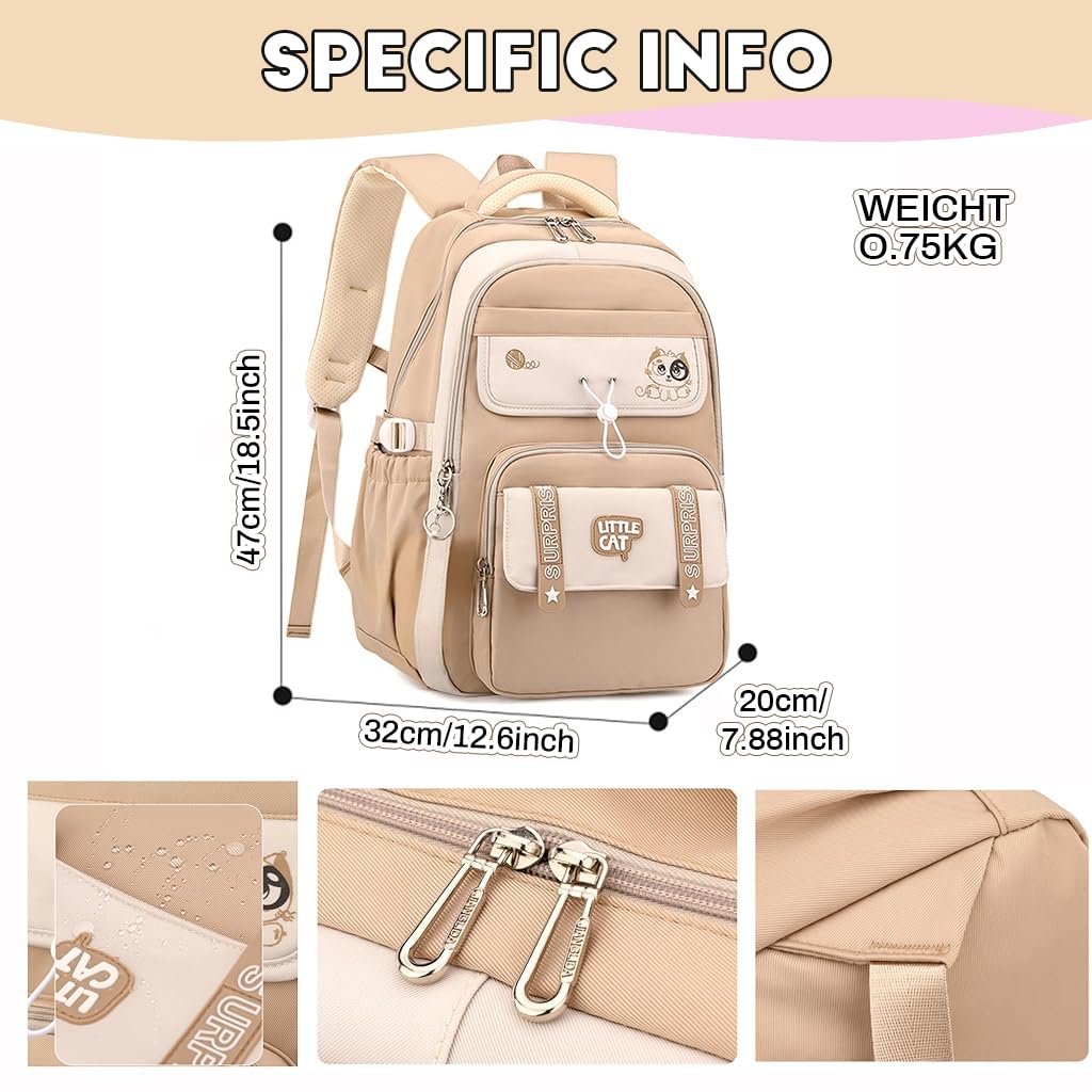 PALAY School Backpack for Students with Multi Pocket Design and Trolley Strap | Stylish Cartoon Print for Travel