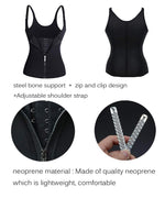 PALAY® Waist Trainer for Women Corset Shapewear with Zipper, Women's Waist Cincher Tank Top Vest Sport Workout Girdle Hourglass Body Shaper with Adjustable Straps, XL, Black