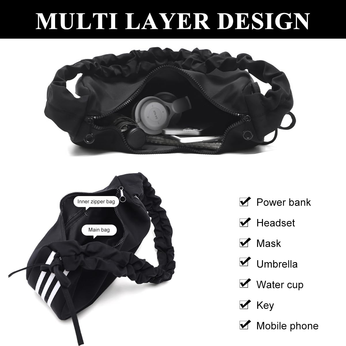 PALAY Crossbody Bags for Daily Use with Dual Zipper Design 35x12x22cm | Soft Nylon