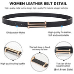 PALAY Fashion Leather Belt for Women with 0.7 in Slim Design and Metal Buckle | Black