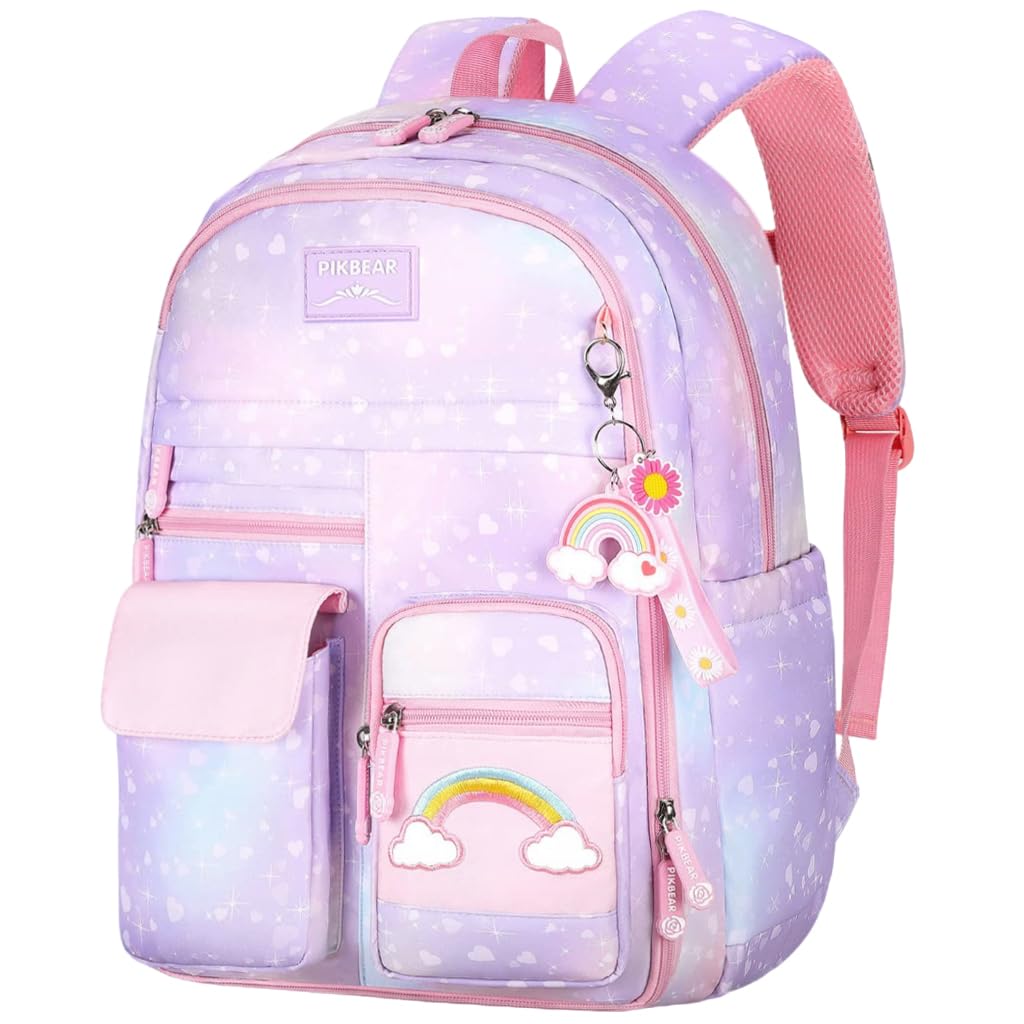 PALAY School Backpack for Girls with 32x28x45cm Capacity and Ergonomic Straps | Pink Gift for Kids 6–12