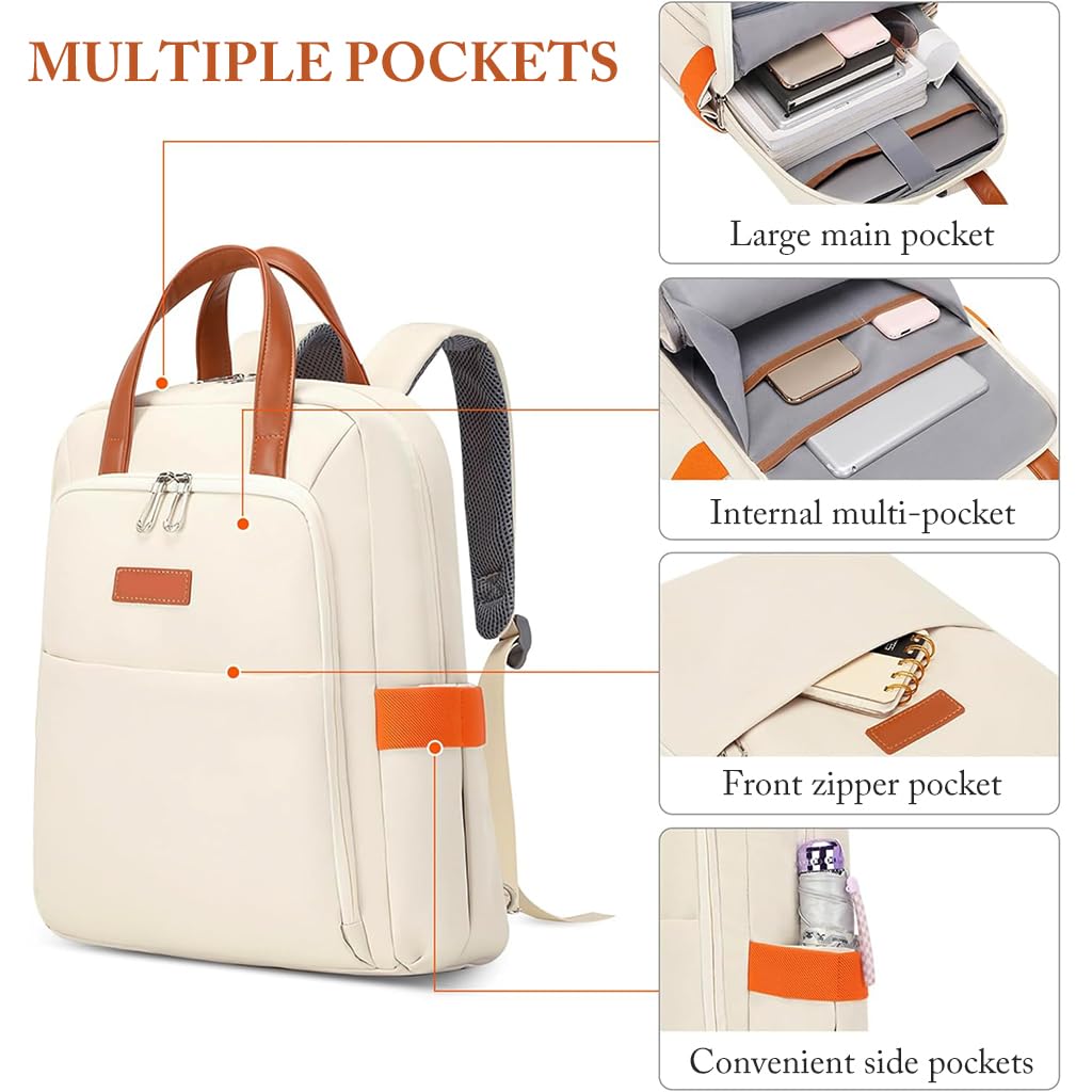 PALAY® Laptop Backpack for Women Fashion Casual Backpack 15.6 inches Laptop Backpack with Handle Double Layer Waterproof Oxford Cloth Travel Backpack Office Laptop Bag, 30x12x41cm