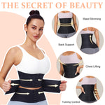 PALAY Waist Trainer for Women with 3 Section Adjustable Buckle 6 Row Fit, XL Black | Tummy Control and Lumbar Support