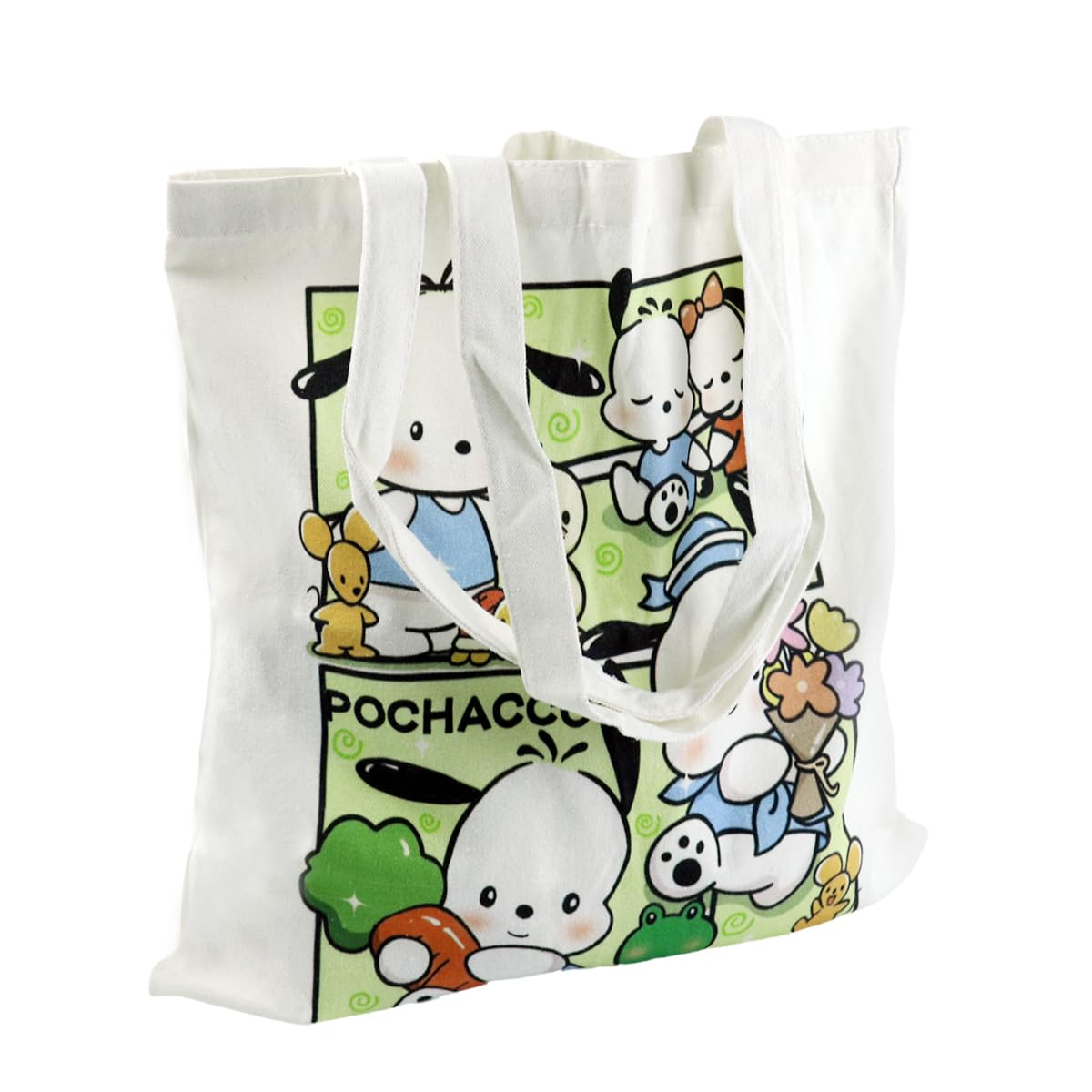 PALAY® Girls Tote Bag Girls Canvas Hand Bag Kawaii Sanrio Pochacco Canvas Book Bag Casual Shoulder Bag Hand Bag Tote Bag Gift for Girls, 45x35 cm