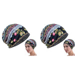 PALAY Beanie Cap for Women featuring Two Openings 27x28cm Polyester Spandex Fabric | Floral Boho Style