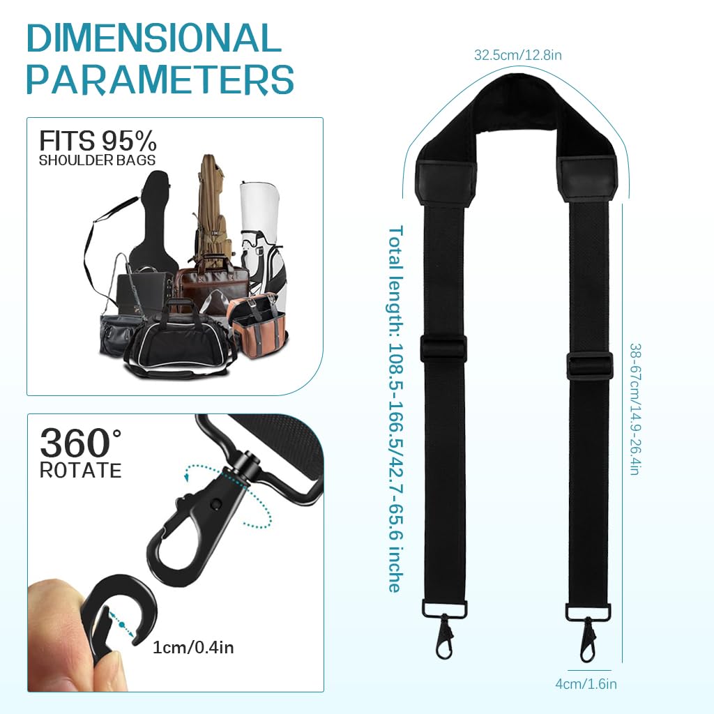 PALAY Shoulder Strap for Laptop and Camera Bags with Neoprene Padding and Metal Swivel Hooks