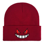 PALAY Winter Beanie Hat for Men and Women featuring Demon Emoji Design and Red Knit | Cozy Holiday Gift