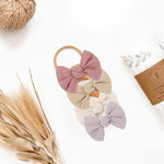 PALAY Baby Headband Set for Newborn Girls with Soft Elastic Nylon Bows | 4pcs Multicolor