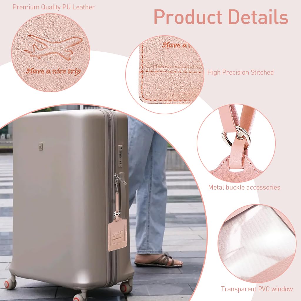 PALAY® 3 Pack Luggage Tags, PU Leather Luggage Tags Privacy Protection Travel Bag Labels for Suitcase Tags for Women Men Teens Travel