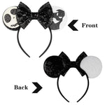 PALAY® Mic-Ky Mouse Hairband for Girls, Spooky Skull Ghost Halloween for Girls Halloween Sequin Bow Headband Costume Accessories Cute Ears Hair Accessories for Girls Women Party Festivals Hairband