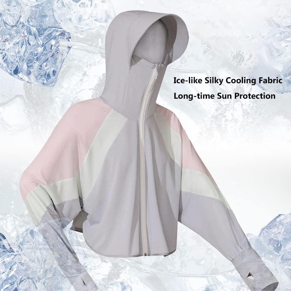 PALAY Sun Protection Hoodie for Women with Brim and Full Zip UPF 50+ | Quick-Dry Grey
