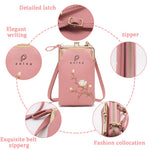 PALAY Women Mini Crossbody Phone Bags for Everyday Use with 6 Card Slots and Smooth Zippers | Pink and Black PU Leather Set