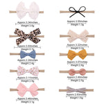 PALAY Bow Hair Bands for Baby Girls featuring Soft Stretchy Nylon Headbands 10pcs | Adorable Gift for Newborns