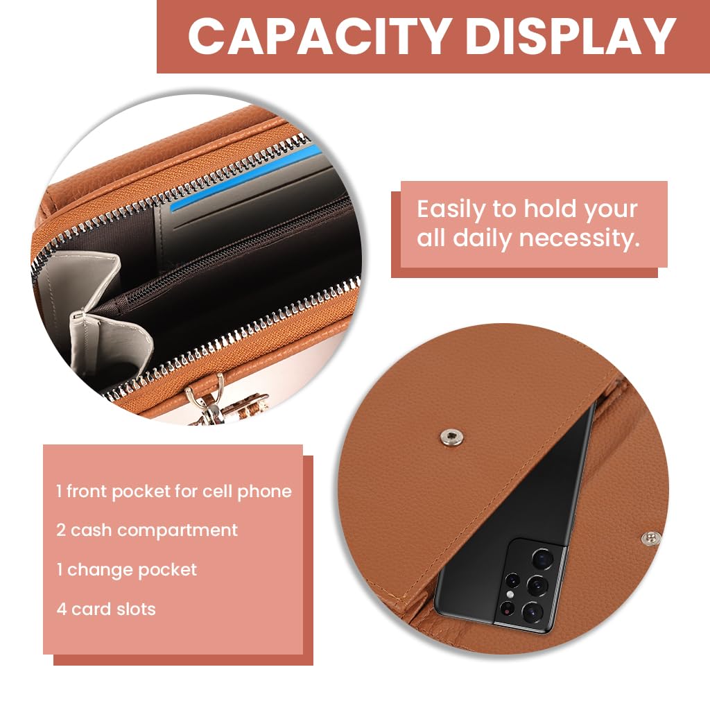 PALAY Women Crossbody Phone Bag with Double Security Zipper and Magnetic Snap | PU Leather Compact 19.5×12×5 cm Sling for Travel and Daily Use