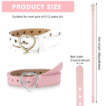 PALAY Kids Belt for Girls featuring 100cm PU Leather Heart Buckle Design in Black & Brown | Ages 6-12