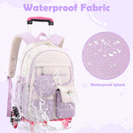 PALAY School Backpack with Wheels for Girls featuring 6 Wheel Metal Trolley and Retractable Handle