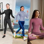 PALAY Gym Wear for Women with Zip Up Closure and Long Sleeves | 87% Polyester 13% Spandex