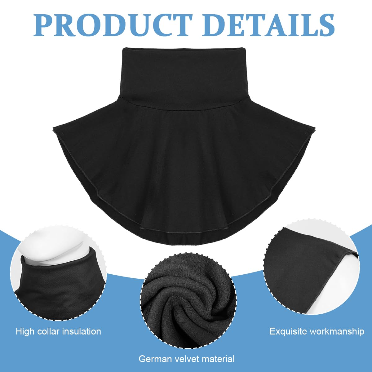 PALAY Fake Collar for Shirt with 4 Button Design and Chiffon Lace Edging | One Size 43cm