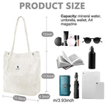 PALAY Tote Handbags for Women featuring Large Capacity Canvas Corduroy Design | White Shoulder Bag for Daily Use