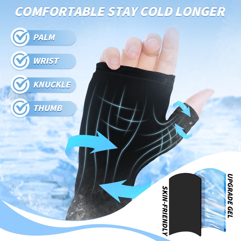 HANNEA® Mano Paquete de Hielo Gel Frío para Dedos, Guantes de hielo de Compresión Reutilizable Para Lesiones De Dedos, Correa de Muñeca Ajustable para Terapia de Frío y Calor, Artritis, Tendinitis, Gota