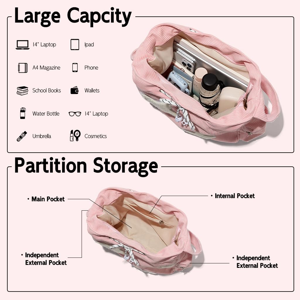 PALAY Shoulder Bag for Women with Adjustable Strap and 38x30x12cm Space | Corduroy Crossbody Style