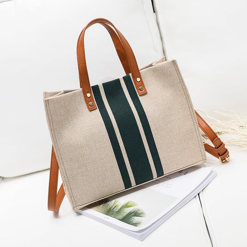 PALAY® Tote Bag Women Large Canvas Tote Bag Shoulder Bag Briefcase Crossbody Bag with Shoulder Belt Fashion Women Tote Bag Casual Tote Bag for Daily, Travel, 13.38 x 5.51 x 10.62 Inches