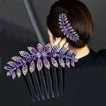 PALAY Hair Clips for Women with 7 Teeth Comb featuring Purple Rhinestone Design | Elegant Accessory for Weddings and Daily Wear