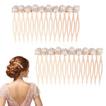 PALAY Hair Clips for Women with Pearls and Rhinestones | Rose Gold Metal Set of 2