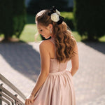 PALAY Large Bow Hair Claw Clip for Women with Camellia Flower Design and Strong Hold | Black