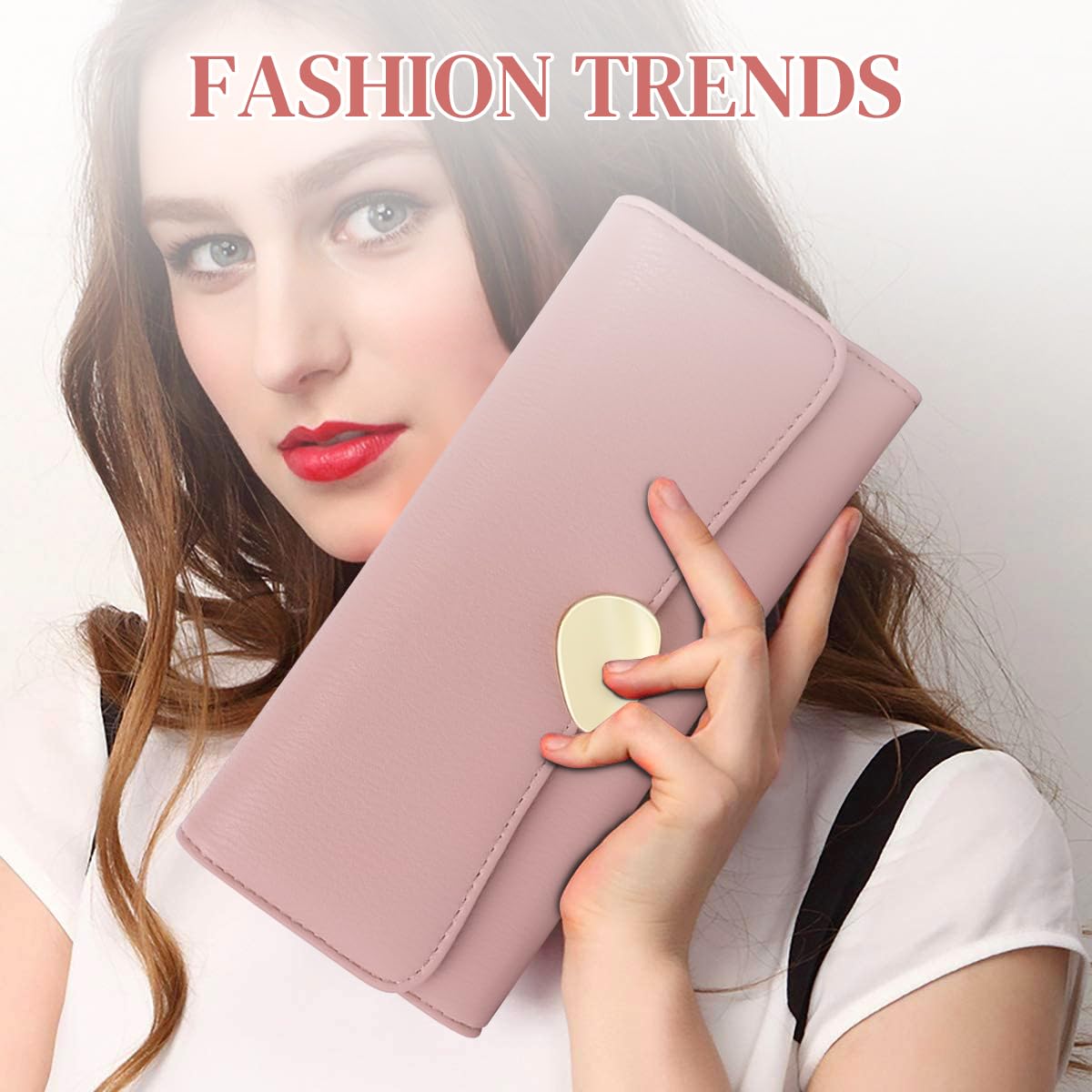 PALAY Purse for Women featuring 10 Card Slots and Zippered Section | Pink PU Leather Wallet