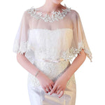 PALAY Lace Shawl for Wedding Dress featuring Sheer White Embroidery | Elegant Wrap for Women