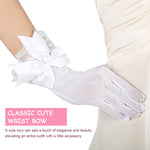 PALAY Lace Gloves for Weddings and Parties featuring Butterfly Bow in White 25×8 cm | Elegant Bridal Accessory