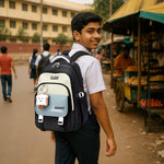 PALAY School Backpack for Students with 3 Zip Compartments and Padded Shoulder Straps | Khaki Casual Style