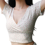 PALAY Women V Neck Floral Shirt for Summer Outings featuring Slim Fit and Dacron Fabric