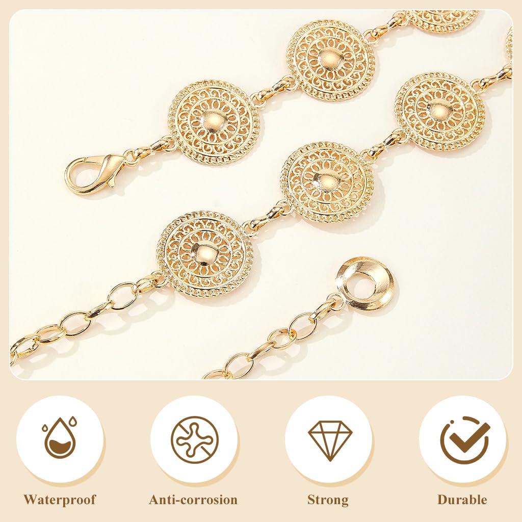 PALAY Belt for Women Dresses featuring Metal Concho Waist Chain in Gold | Adjustable Boho Hip Accessory