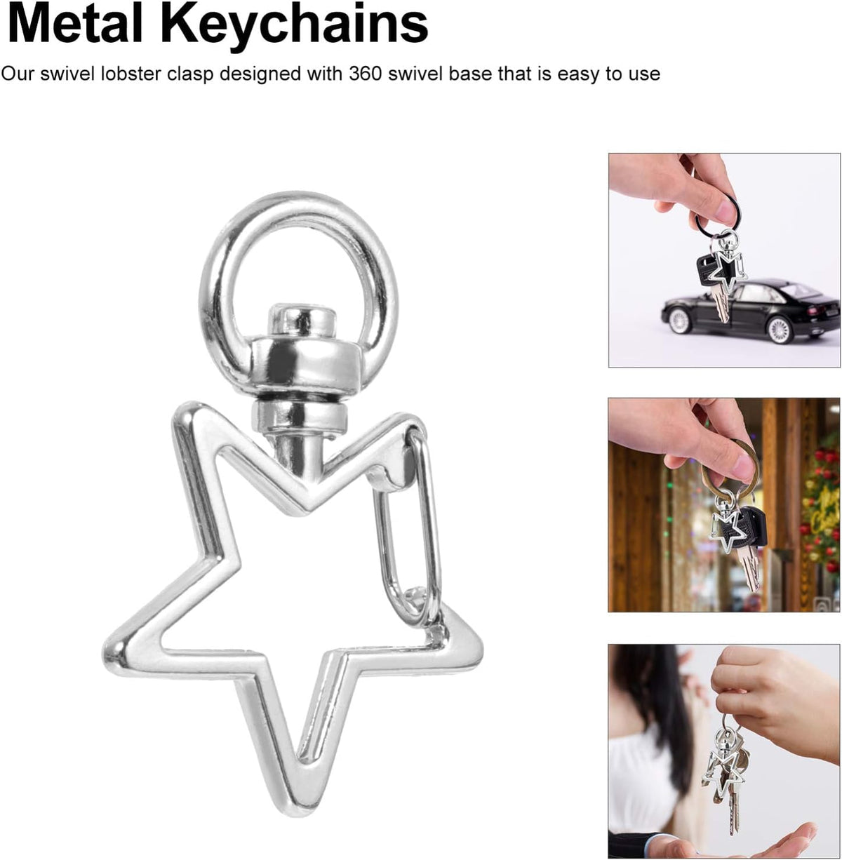 PALAY Star Key Rings for DIY Crafts featuring 360° Swivel Loop | 50Pcs Zinc Alloy Set