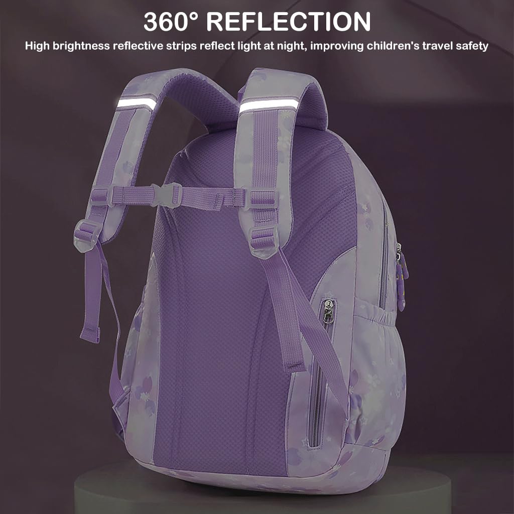PALAY® Kuromi Backpack for School Girls Sanrio Kuromi School Backpack Multi Layer Large Book Bag Burden Relief Travel Backpack School Backpack for 8-16 Years Olds School Girls Teens, 45x31x19cm