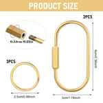 PALAY Carabiner Locks 2.36 inch Screw Lock Oval D Rings with Golden Copper Finish | for Hanging and Securing