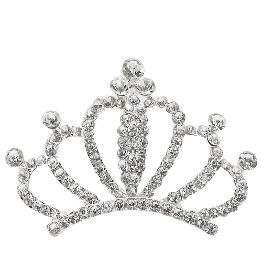PALAY Crown for Girls for Birthday and Parties with Hair Comb featuring 2.1×1.5 in Silver Rhinestone Alloy Design | Gift for Kids and Women